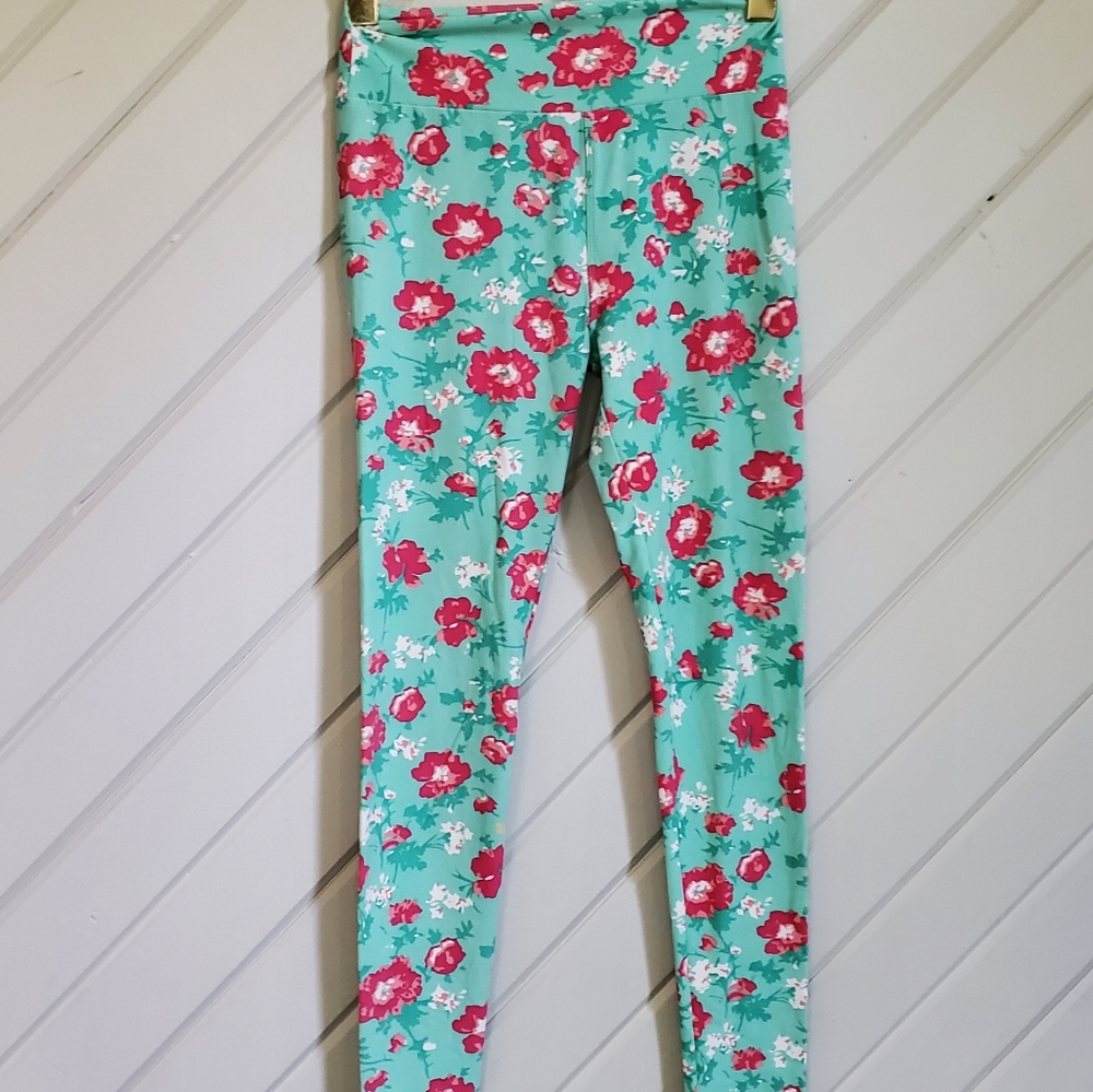 LuLaRoe Unicorn Floral One Size Full Length Leggin - Picture 5 of 6